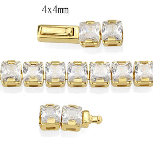 3W1698 - Gold Brass Bracelet with AAA Grade CZ in Clear
