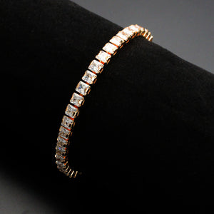 3W1699 - Rose Gold Brass Bracelet with AAA Grade CZ in Clear
