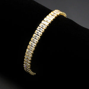 3W1704 - Gold Brass Bracelet with AAA Grade CZ in Clear