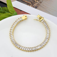 Load image into Gallery viewer, 3W1704 - Gold Brass Bracelet with AAA Grade CZ in Clear