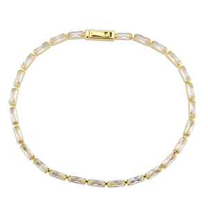 3W1707 - Gold Brass Bracelet with AAA Grade CZ in Clear