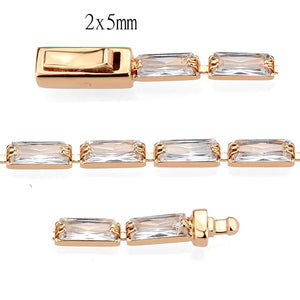 3W1708 - Rose Gold Brass Bracelet with AAA Grade CZ in Clear