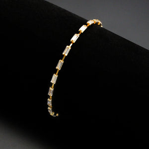 3W1710 - Gold Brass Bracelet with AAA Grade CZ in Clear