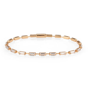 3W1711 - Rose Gold Brass Bracelet with AAA Grade CZ in Clear