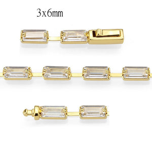 3W1713 - Gold Brass Bracelet with AAA Grade CZ in Clear