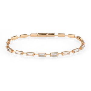 3W1714 - Rose Gold Brass Bracelet with AAA Grade CZ in Clear