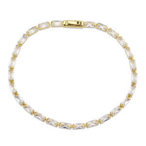 3W1716 - Gold Brass Bracelet with AAA Grade CZ in Clear