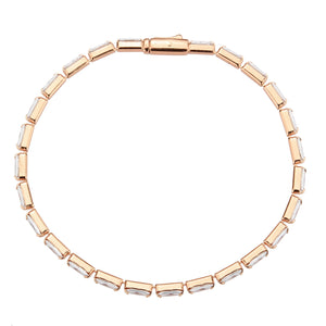 3W1717 - Rose Gold Brass Bracelet with AAA Grade CZ in Clear