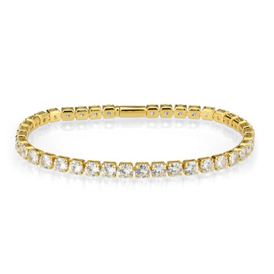 3W1719 - Gold Brass Bracelet with AAA Grade CZ in Clear