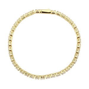 3W1719 - Gold Brass Bracelet with AAA Grade CZ in Clear