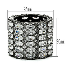 Load image into Gallery viewer, 3W171 - Ruthenium Brass Ring with AAA Grade CZ  in Clear