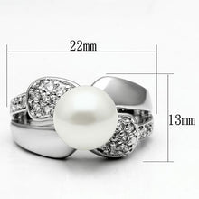 Load image into Gallery viewer, 3W182 - Rhodium Brass Ring with Synthetic Pearl in White