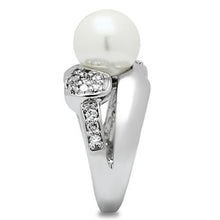 Load image into Gallery viewer, 3W182 - Rhodium Brass Ring with Synthetic Pearl in White