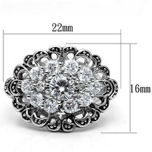 Load image into Gallery viewer, 3W184 - Rhodium Brass Ring with AAA Grade CZ  in Clear