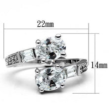 Load image into Gallery viewer, 3W203 - Rhodium Brass Ring with AAA Grade CZ  in Clear