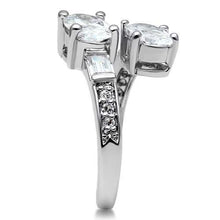 Load image into Gallery viewer, 3W203 - Rhodium Brass Ring with AAA Grade CZ  in Clear