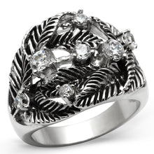 Load image into Gallery viewer, 3W211 - Rhodium Brass Ring with AAA Grade CZ  in Clear