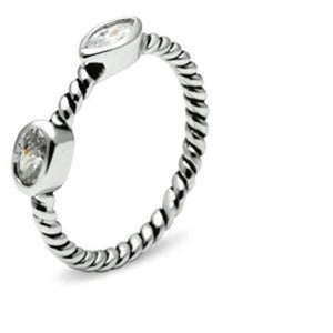 3W212 - Rhodium Brass Ring with AAA Grade CZ  in Clear