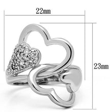 Load image into Gallery viewer, 3W213 - Rhodium Brass Ring with AAA Grade CZ  in Clear