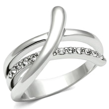Load image into Gallery viewer, 3W216 - Rhodium Brass Ring with Top Grade Crystal  in Clear