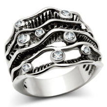 Load image into Gallery viewer, 3W221 - Rhodium Brass Ring with AAA Grade CZ  in Clear