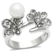 Load image into Gallery viewer, 3W223 - Rhodium Brass Ring with Synthetic Pearl in White