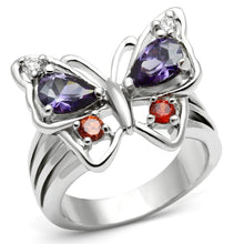 Load image into Gallery viewer, 3W233 - Rhodium Brass Ring with AAA Grade CZ  in Multi Color