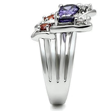 Load image into Gallery viewer, 3W233 - Rhodium Brass Ring with AAA Grade CZ  in Multi Color