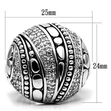 Load image into Gallery viewer, 3W244 - Rhodium Brass Ring with AAA Grade CZ  in Clear