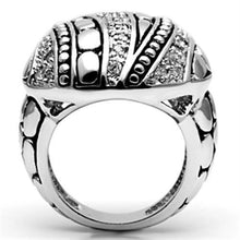 Load image into Gallery viewer, 3W244 - Rhodium Brass Ring with AAA Grade CZ  in Clear