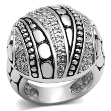 Load image into Gallery viewer, 3W244 - Rhodium Brass Ring with AAA Grade CZ  in Clear