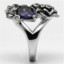 Load image into Gallery viewer, 3W250 - Rhodium Brass Ring with AAA Grade CZ  in Fuchsia