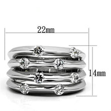 Load image into Gallery viewer, 3W275 - Rhodium Brass Ring with AAA Grade CZ  in Clear