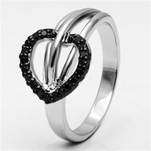 Load image into Gallery viewer, 3W277 - Rhodium + Ruthenium Brass Ring with AAA Grade CZ  in Black Diamond