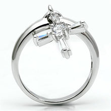Load image into Gallery viewer, 3W283 - Rhodium Brass Ring with AAA Grade CZ  in Clear