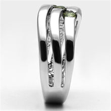 Load image into Gallery viewer, 3W289 - Rhodium Brass Ring with AAA Grade CZ  in Olivine color