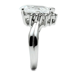 3W292 - Rhodium Brass Ring with AAA Grade CZ  in Clear