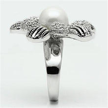 Load image into Gallery viewer, 3W294 - Rhodium Brass Ring with Synthetic Pearl in White