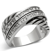 Load image into Gallery viewer, 3W311 - Rhodium Brass Ring with Top Grade Crystal  in Clear