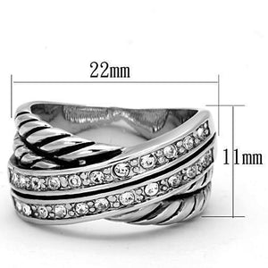 3W311 - Rhodium Brass Ring with Top Grade Crystal  in Clear