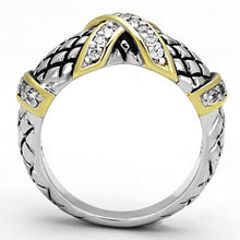 Load image into Gallery viewer, 3W314 - Reverse Two-Tone Brass Ring with AAA Grade CZ  in Clear