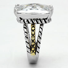 Load image into Gallery viewer, 3w316 - Reverse Two-Tone Brass Ring with AAA Grade CZ  in Clear