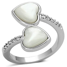 Load image into Gallery viewer, 3w317 - Rhodium Brass Ring with Precious Stone Conch in White