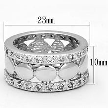 Load image into Gallery viewer, 3w319 - Rhodium Brass Ring with AAA Grade CZ  in Clear
