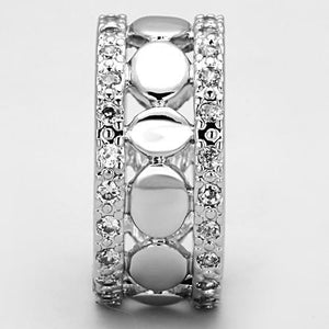 3w319 - Rhodium Brass Ring with AAA Grade CZ  in Clear
