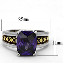 Load image into Gallery viewer, 3W331 - Reverse Two-Tone Brass Ring with AAA Grade CZ  in Amethyst