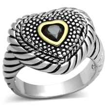 Load image into Gallery viewer, 3W334 - Reverse Two-Tone Brass Ring with AAA Grade CZ  in Black Diamond