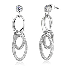 Load image into Gallery viewer, 3W379 - Rhodium Brass Earrings with AAA Grade CZ  in Clear