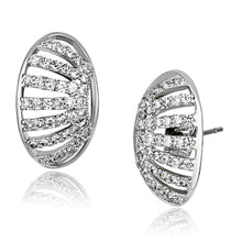 Load image into Gallery viewer, 3W393 - Rhodium Brass Earrings with AAA Grade CZ  in Clear