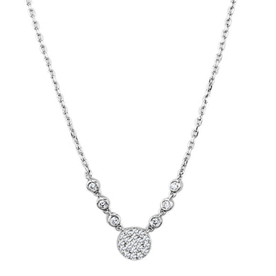 3W417 - Rhodium Brass Necklace with AAA Grade CZ  in Clear